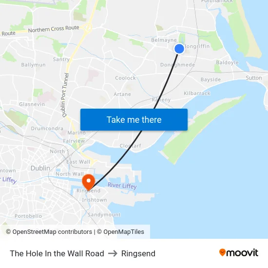 The Hole In the Wall Road to Ringsend map