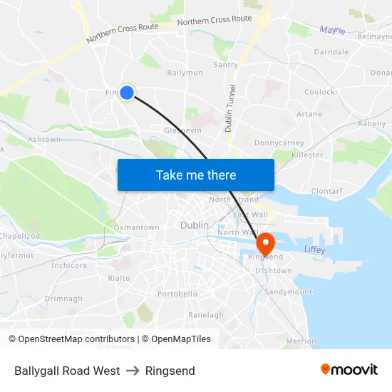 Ballygall Road West to Ringsend map
