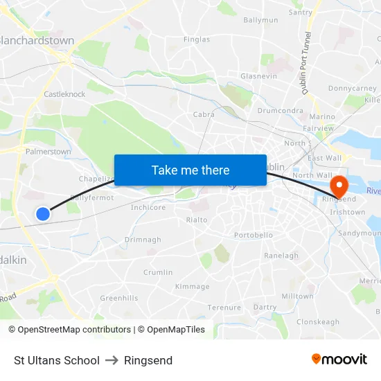 St Ultans School to Ringsend map