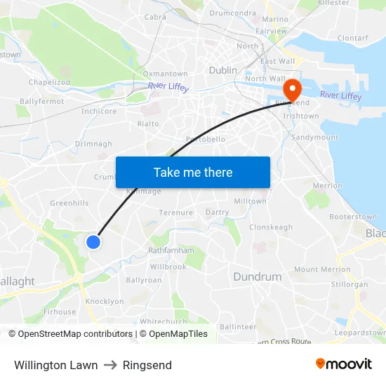 Willington Lawn to Ringsend map