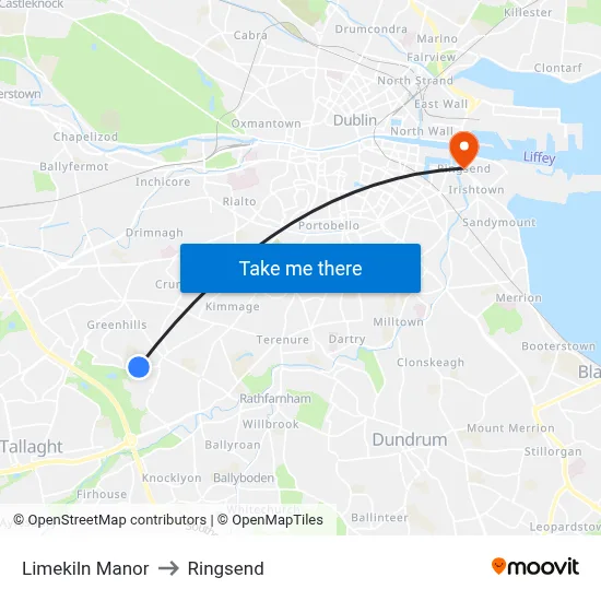 Limekiln Manor to Ringsend map