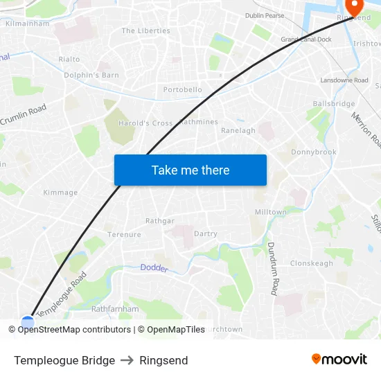 Templeogue Bridge to Ringsend map
