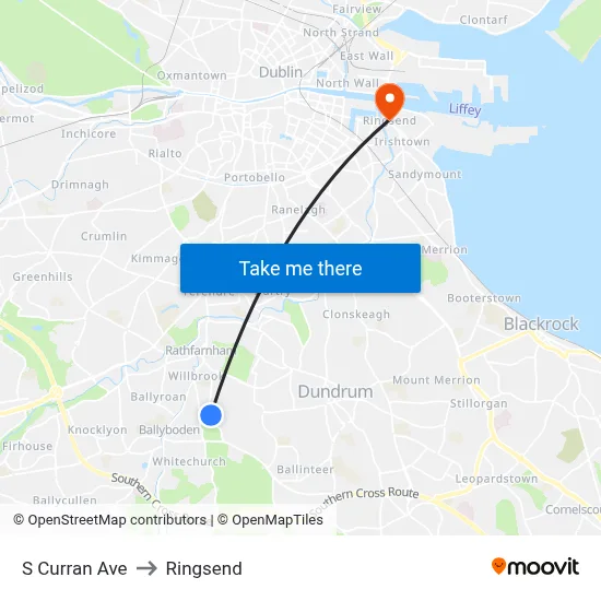 S Curran Ave to Ringsend map