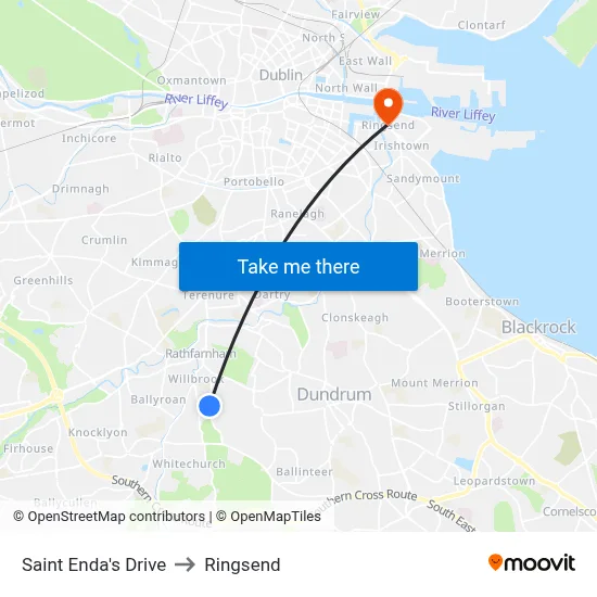 Saint Enda's Drive to Ringsend map