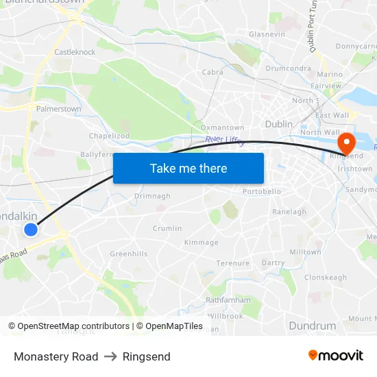 Monastery Road to Ringsend map