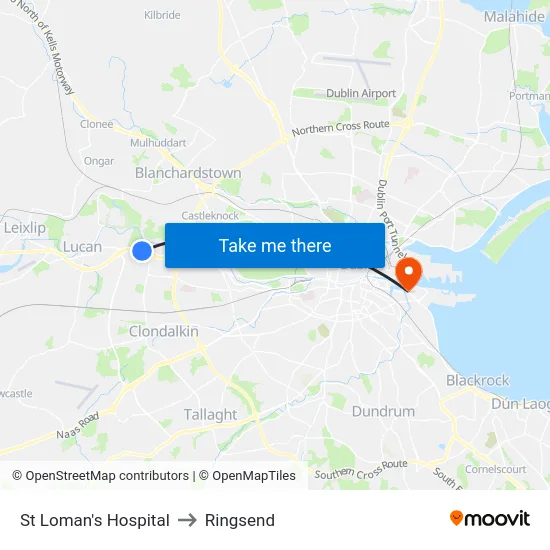 St Loman's Hospital to Ringsend map