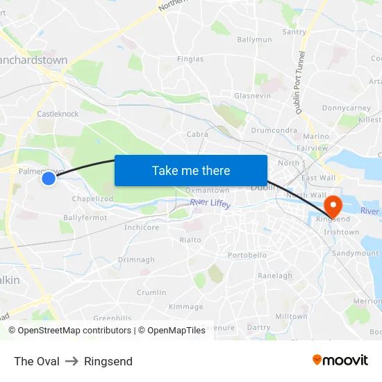 The Oval to Ringsend map