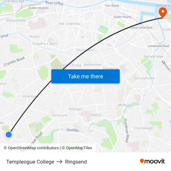 Templeogue College to Ringsend map