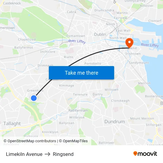 Limekiln Avenue to Ringsend map