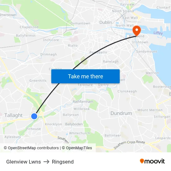 Glenview Lwns to Ringsend map