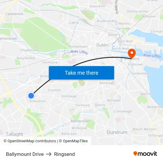 Ballymount Drive to Ringsend map