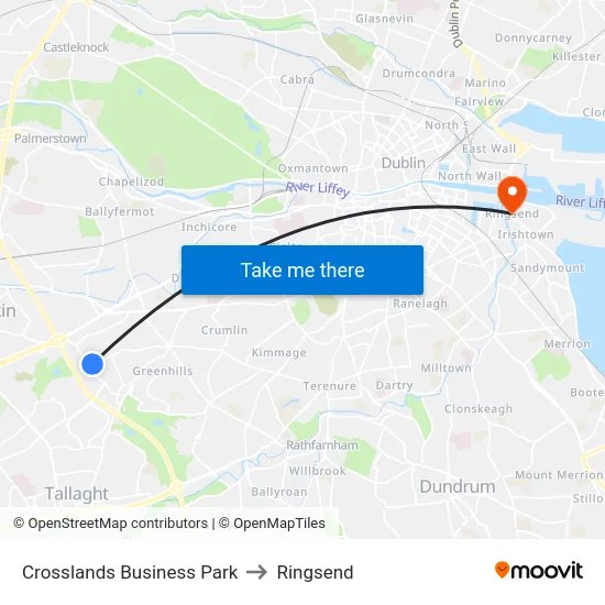 Crosslands Business Park to Ringsend map
