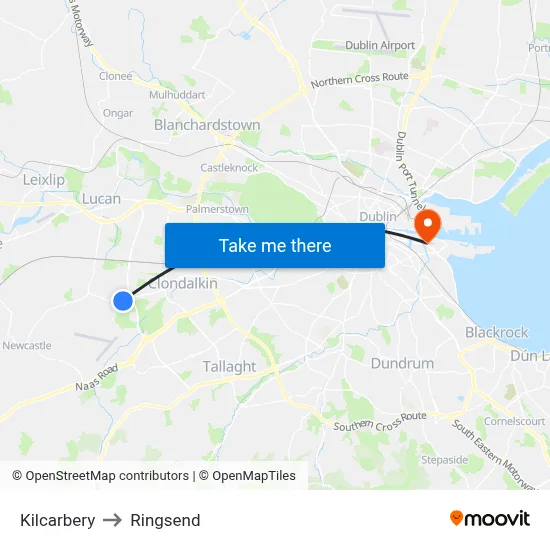 Kilcarbery to Ringsend map