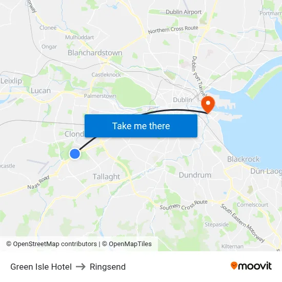 Green Isle Hotel to Ringsend map