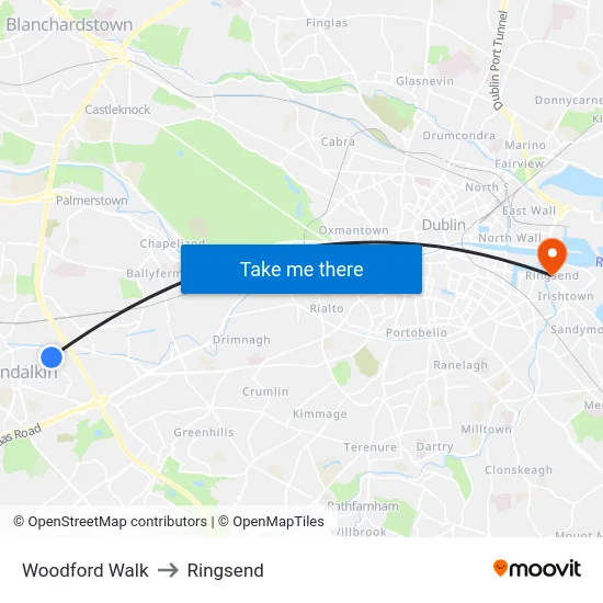 Woodford Walk to Ringsend map