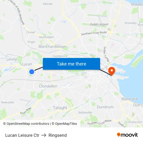 Lucan Leisure Ctr to Ringsend map