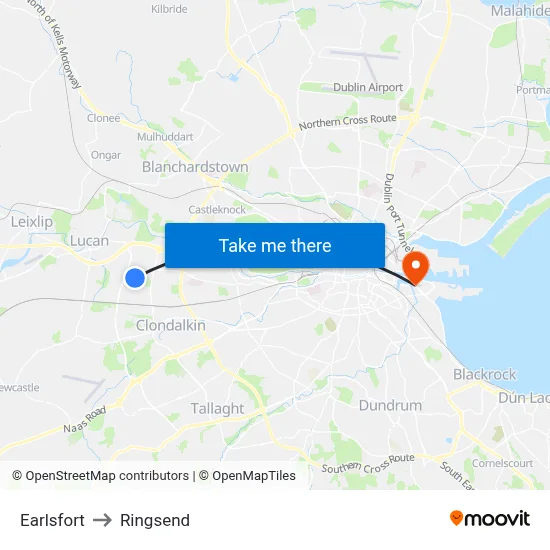 Earlsfort to Ringsend map