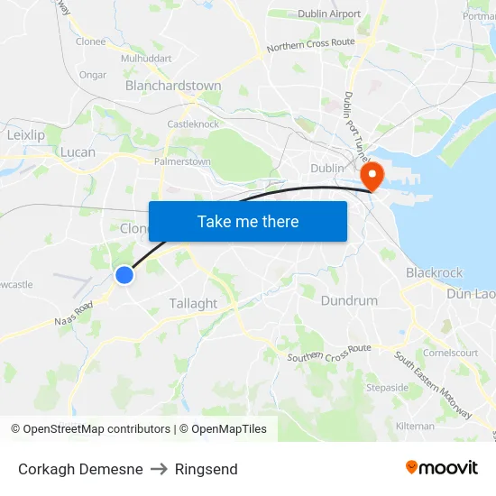 Corkagh Demesne to Ringsend map