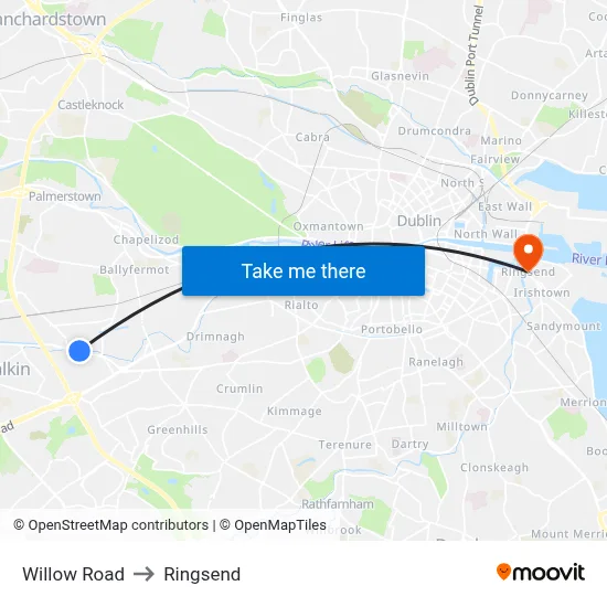 Willow Road to Ringsend map