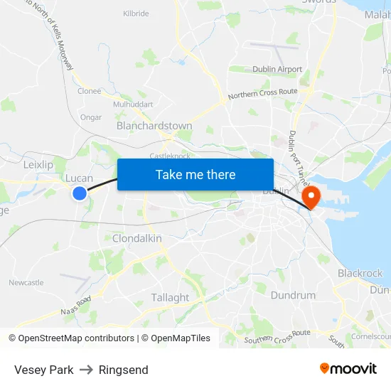 Vesey Park to Ringsend map
