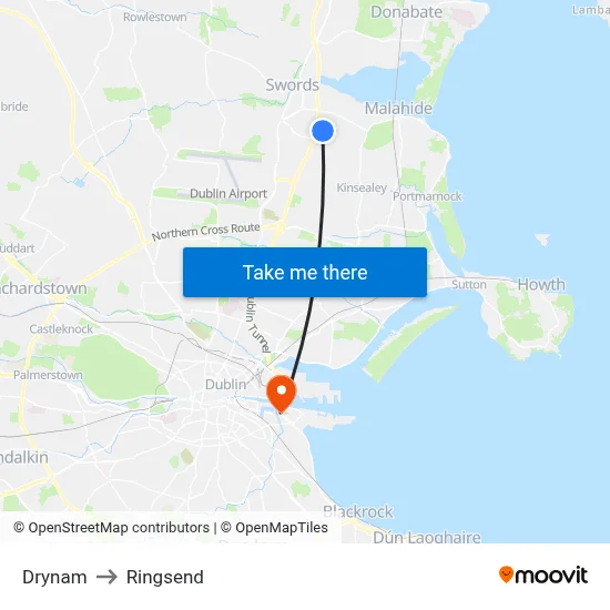 Drynam to Ringsend map