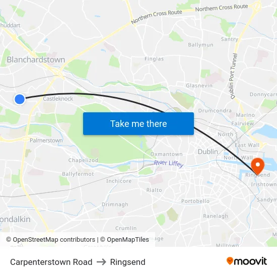 Carpenterstown Road to Ringsend map
