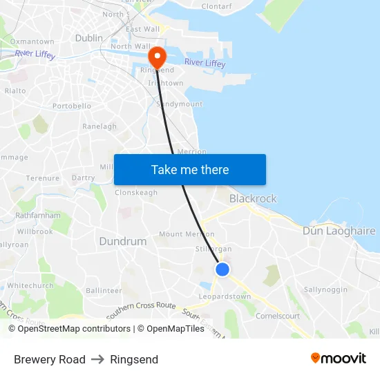 Brewery Road to Ringsend map