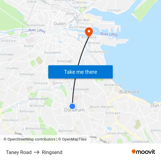 Taney Road to Ringsend map