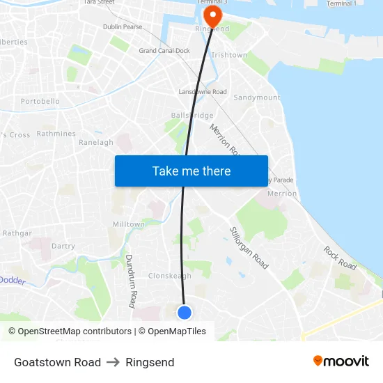 Goatstown Road to Ringsend map