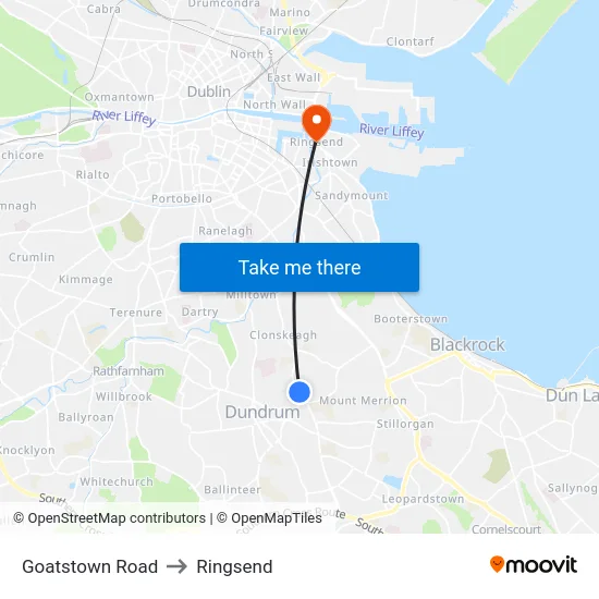 Goatstown Road to Ringsend map