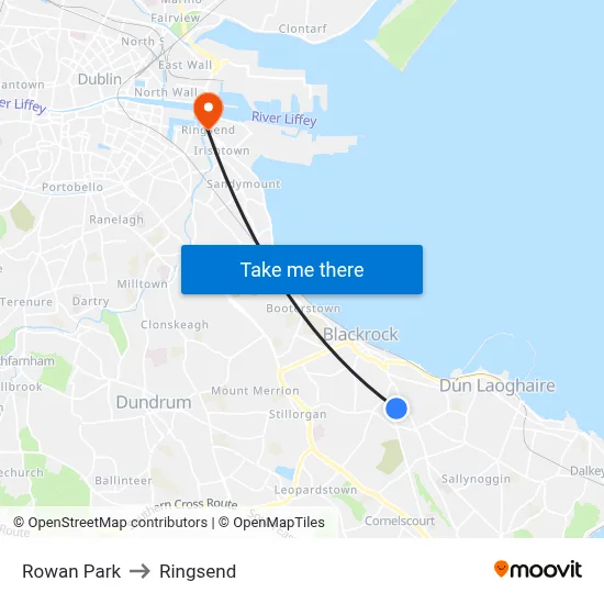 Rowan Park to Ringsend map