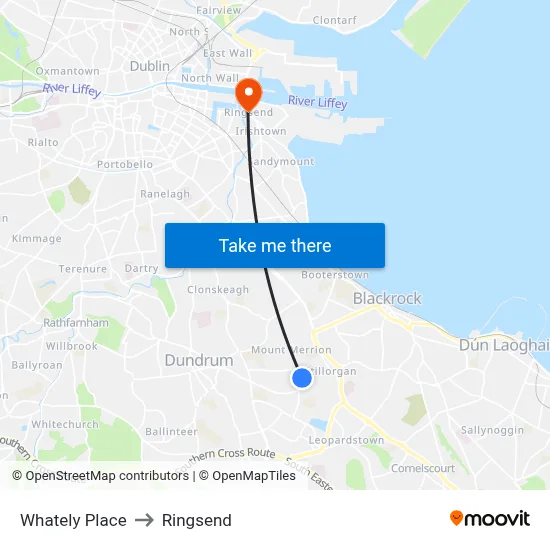 Whately Place to Ringsend map