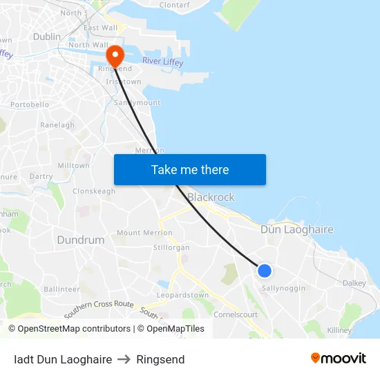 Iadt Dun Laoghaire to Ringsend map