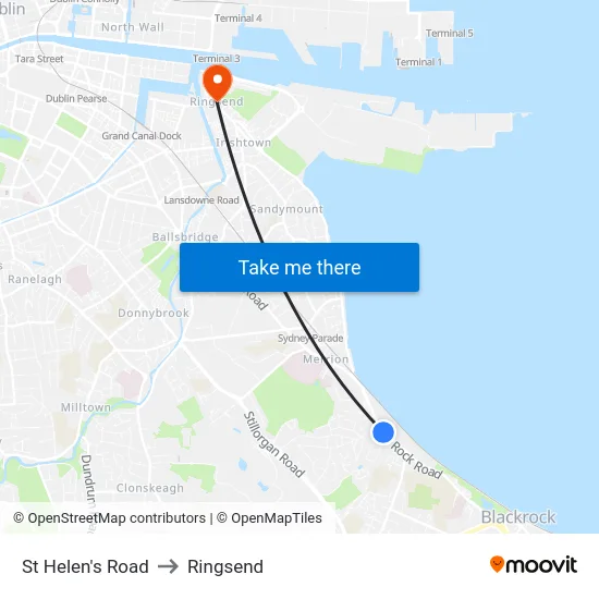 St Helen's Road to Ringsend map