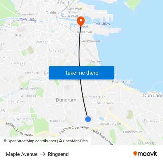Maple Avenue to Ringsend map