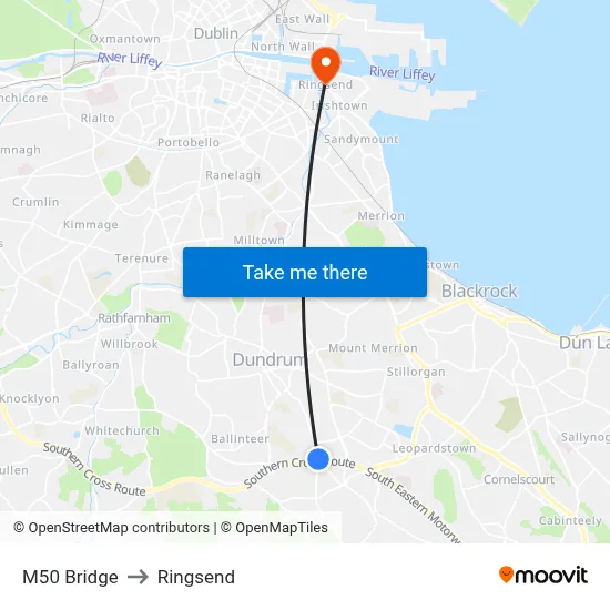 M50 Bridge to Ringsend map