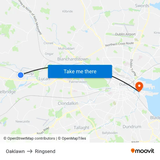 Oaklawn to Ringsend map