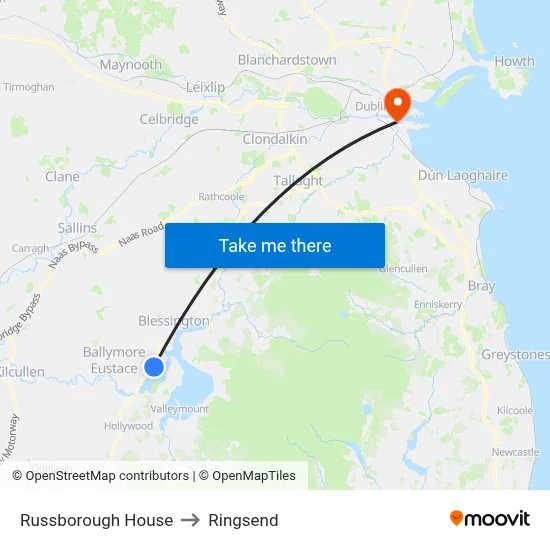 Russborough House to Ringsend map