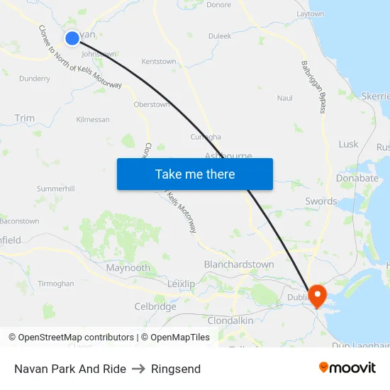 Navan Park And Ride to Ringsend map