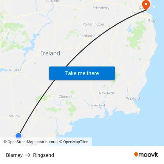 Blarney to Ringsend map