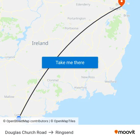 Douglas Church Road to Ringsend map