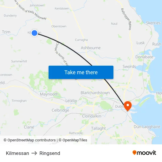Kilmessan to Ringsend map