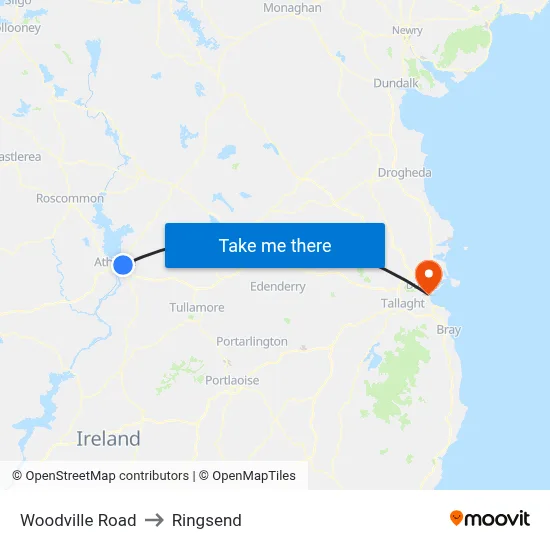 Woodville Road to Ringsend map