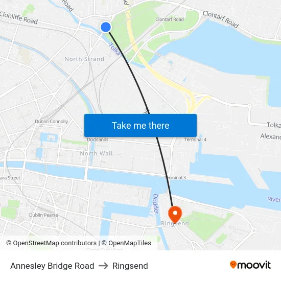 Annesley Bridge Road to Ringsend map