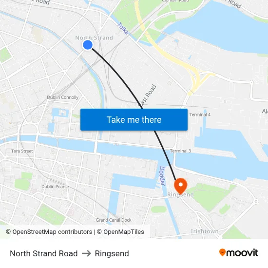 North Strand Road to Ringsend map