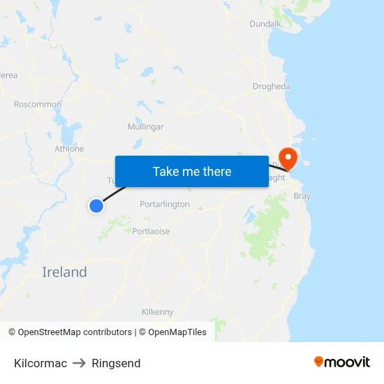 Kilcormac to Ringsend map