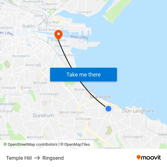 Temple Hill to Ringsend map