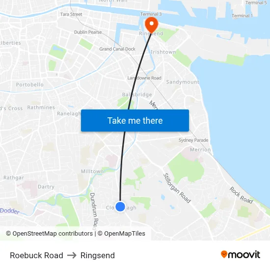 Roebuck Road to Ringsend map