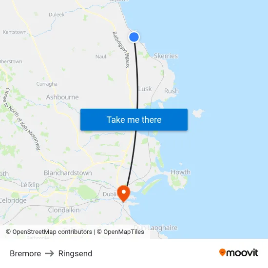 Bremore to Ringsend map
