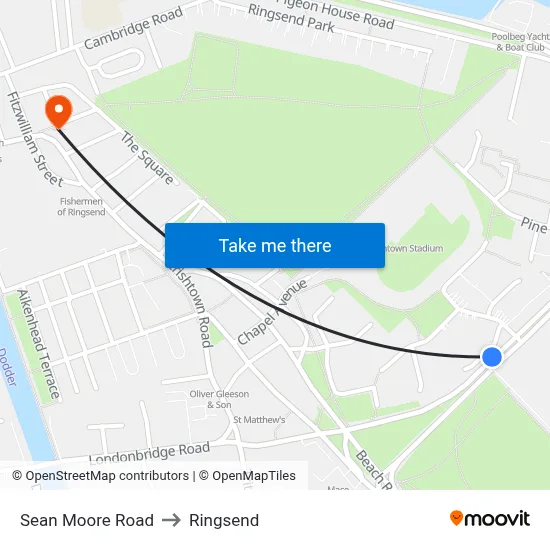 Sean Moore Road to Ringsend map